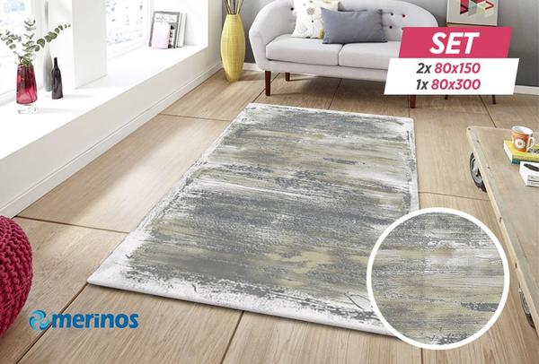 Merinos Craft Modern 3D Halı Seti | 80x150 | 80x300 | Bej