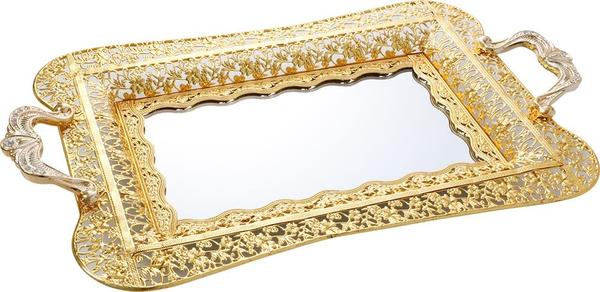 Duygu Kare Aynalı Tepsi | Altın | Dg-9811