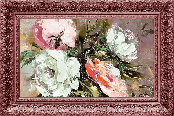 Dekonaz Bilder Rahmen mit Blumen Abdruck MDF Gemälde | Tk-2054