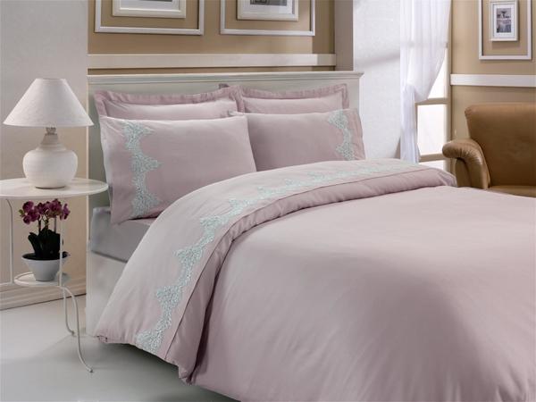 Mitgift Land Französisch Stein Guipure Bettbezug Set Pulver