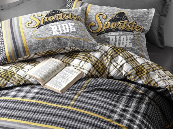 Ensemble de housse de couette double Cottonbox Masculine Leonardo Gris