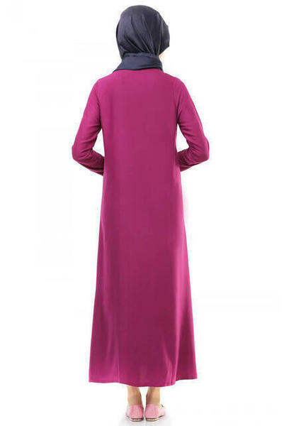 İhvan 5009-4 Fermuarlı Fuşya Namaz Elbisesi