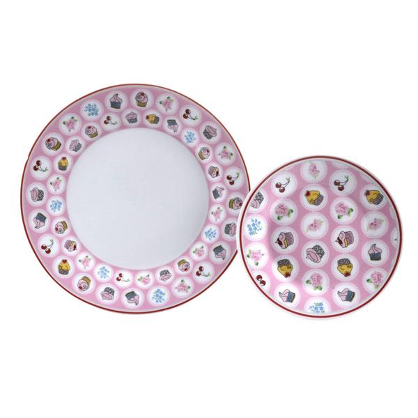 Paci Cupcake Tellerset 7 Teilig Rosa