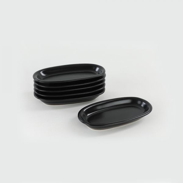 Assiette Bateau Hittite Noir Mat 6 Pièces 16 Cm | céramique