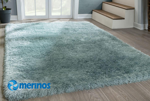 Merinos Glossy Dekoratif Tüy Halı | Mavi | 412-30-Blue