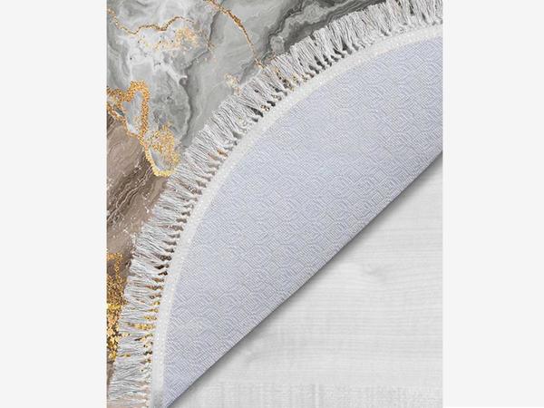 Ensemble de tapis de bain 2 pièces ovales à franges Lava Life Cream Gold