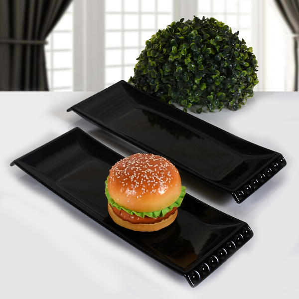 Siyah Selen Kayık Tabak 33 Cm 2 Adet | Keramika