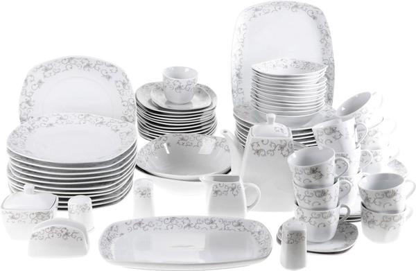Beyazca Selena 86 Parça Porselen Yemek Takımı | 12 Kişilik