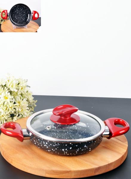 Bayev | Cam Kapaklı Emaye Kaplama Sahan 16 cm