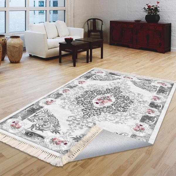 Milano Yıkanabilir Dekoratif Halı Kaymaz Taban | 8mm | Beyaz | MLN-HK056-1