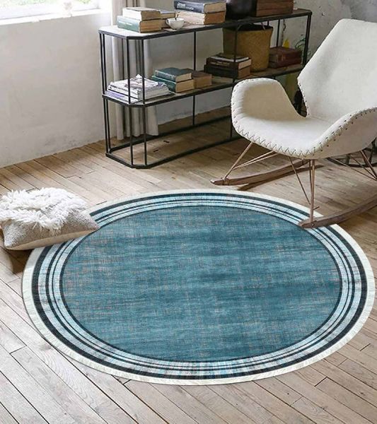 Birkilim Yuvarlak Yıkanabilir Dekoratif Halı İpeksi Kaymaz Taban | MLN-IP-YU-HY-1247