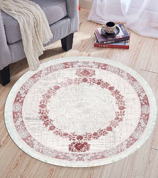 Birkilim Yuvarlak Yıkanabilir Dekoratif Halı İpeksi Kaymaz Taban | MLN-IP-YU-HT-505