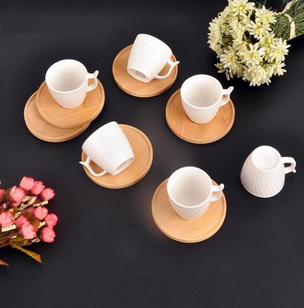 Bayev Beyaz 6 Kişilik Fincan Takımı Ve Ahşap Altlığı 101138-12-