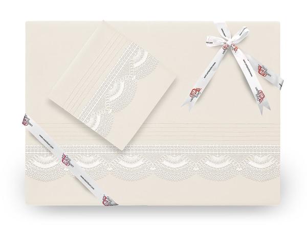 Ensemble de housse de couette en dentelle à l'aiguille côtelée Kula Crème