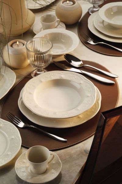 Kütahya Porselen Fulya 62 Parça Krem Yemek Takımı