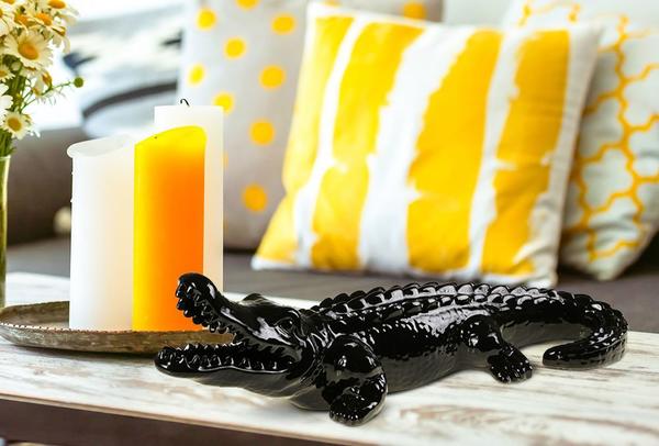 Burcu Dekoratif Timsah Biblosu Orta Boy Siyah | BC-1010-B