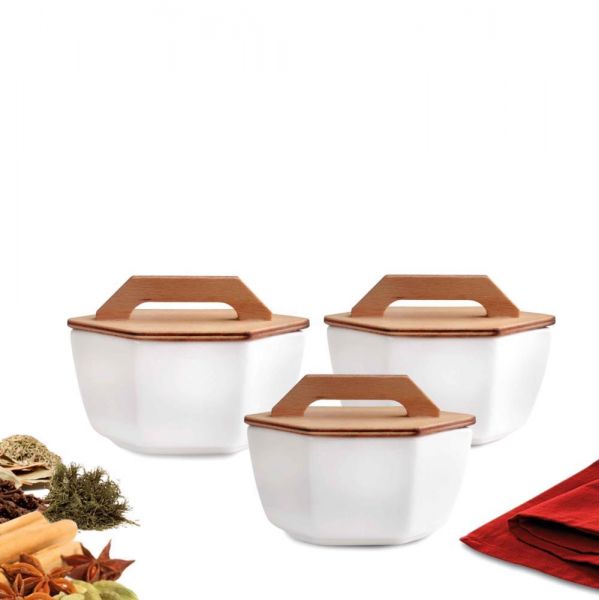 KRD Home 3 Adet Küçük Köşeli Kavanoz Saklama Kabı 