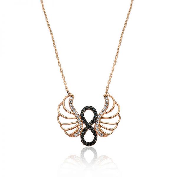 Gümüş Melek Kanadı Sonsuzluk Bayan Kolye