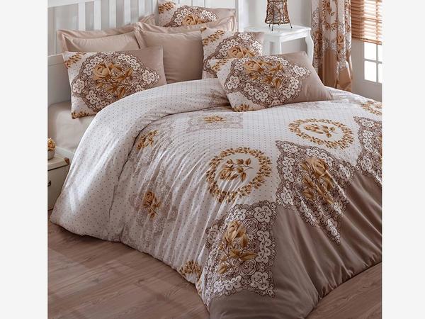 طقم غطاء لحاف مزدوج من القطن 100٪ بني | أفضل فئة