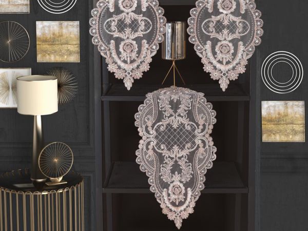 Ensemble de chambre à coucher brodé Melody Poudre crème