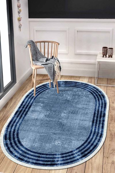 Birkilim Oval Yıkanabilir İpeksi Kaymaz Taban Dekoratif Halı | MLN-IP-O-HT-488