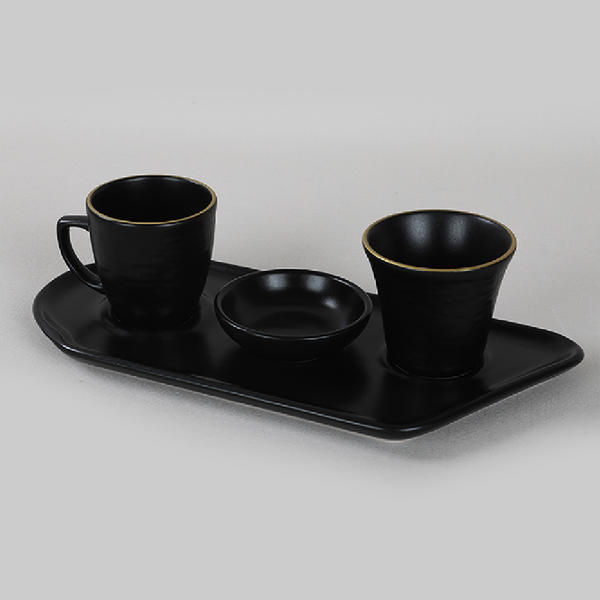 Keramika | Gold Line Black 8 Parça 2 Kişilik Kahve Sunum Seti