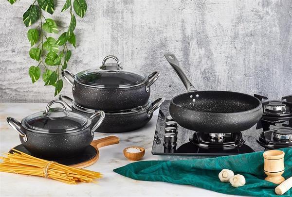 Black Titanium Modus 7 Piece Granite Cookware Set