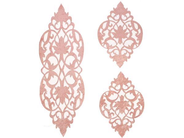 Zambak Kadife Salon Takımı 3 Parça Pudra