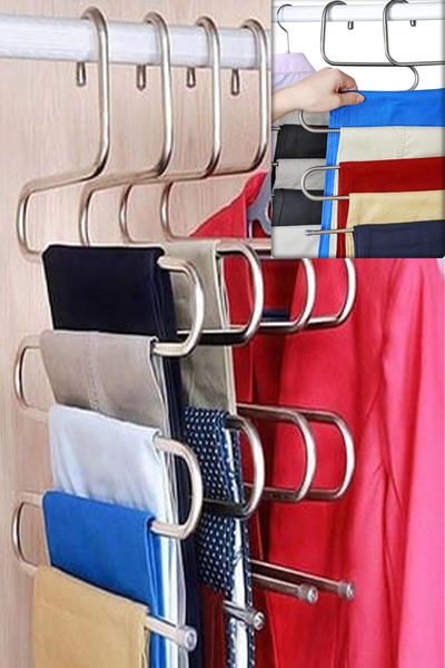 Bayev 2 Adet 5 Katlı Metal Pantolon Eşarp Askısı