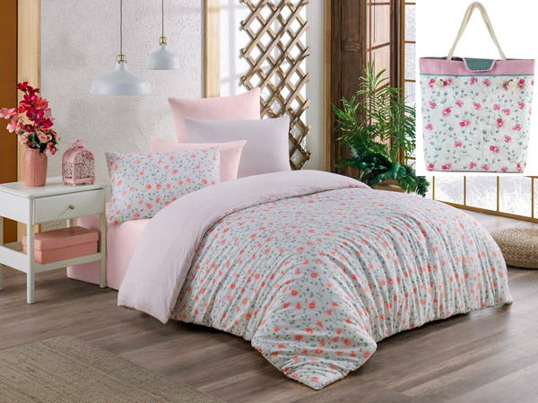 Soley Çanta Hediyeli Tek Kişilik Nevresim Takımı Florita