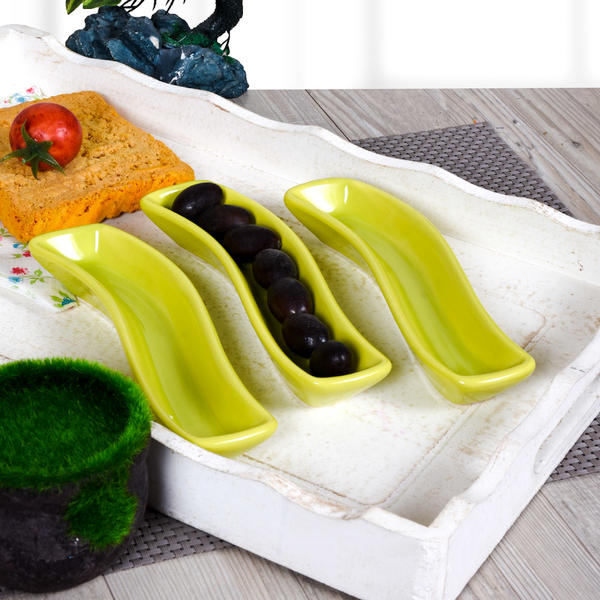 Grüner Elfenbein Olivenhain 18 cm 3 Stück | Keramika