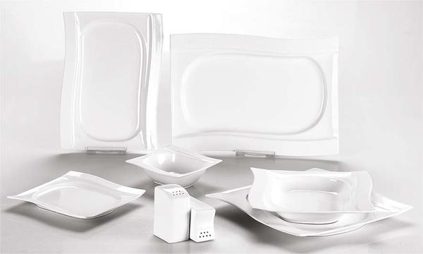 Schäfer Porzellan Ess Set S-Form Schlicht für 6 Personen | Weiß 