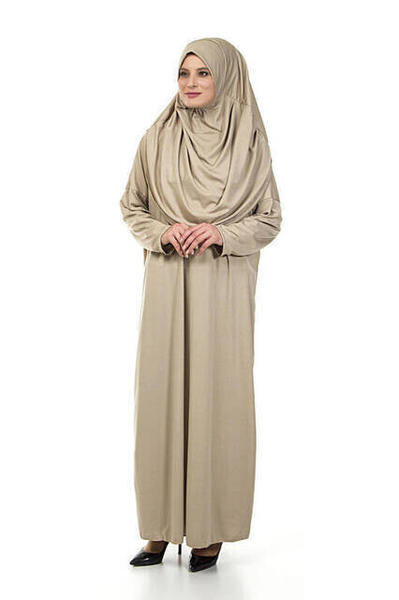 Tek Parça Namaz Elbisesi - Vizon - 5015