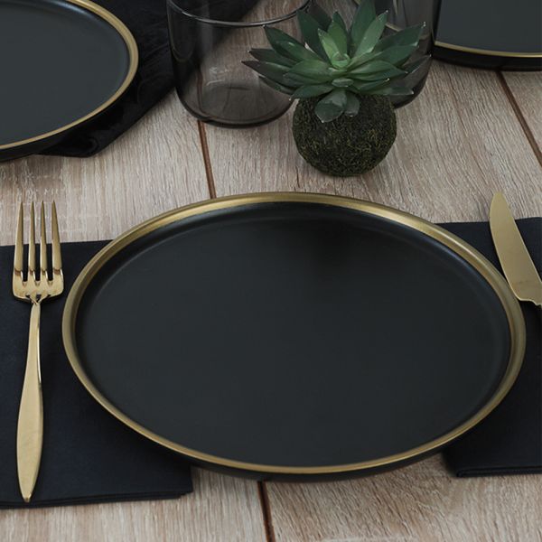 Nordic Gold Mat Siyah Pasta Tabağı 22 Cm 6 Adet | Keramika