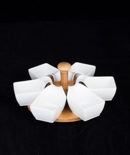 Porselen Bambu Standli 6 Li Kase 21.5X21.5X12 Cm