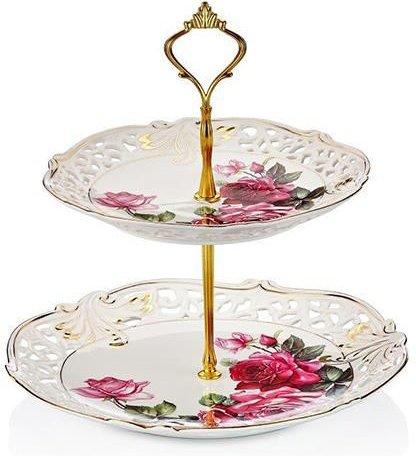 Neva Dantel's Exklusiv 2 Katlı Servis Tabağı Jasmine Porselen | N554