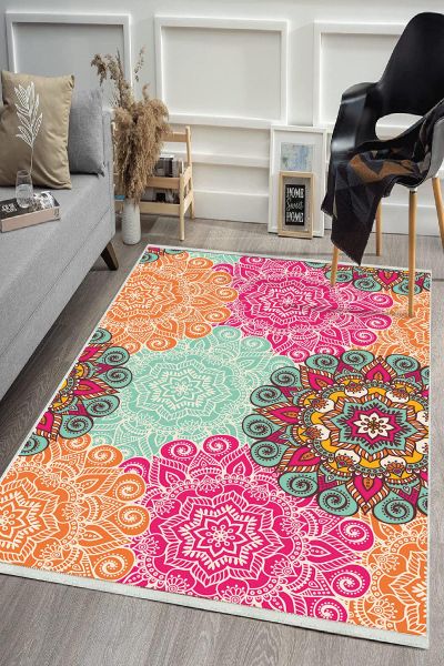 Birkilim Yıkanabilir Dekoratif Halı İpeksi Kaymaz Taban | MLN-IP-HS-485
