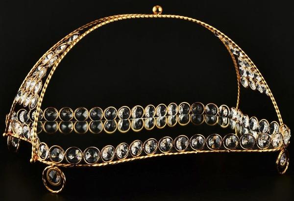 Dematex Kristal Saplı Dekoratif El Yapımı Tabak - Altın