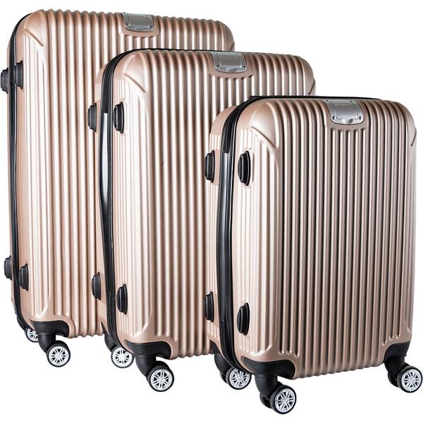 Star | Hard Case 3'lü Lüks Bavul Seti | 360° Dönen Tekerlekli | Altın | TSA Kilitli | GP-0068-gold
