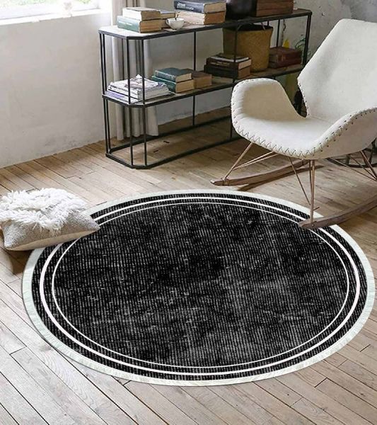 Birkilim Yuvarlak Yıkanabilir Dekoratif Halı İpeksi Kaymaz Taban | MLN-IP-YU-SD-246