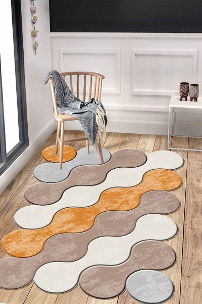 Birkilim Lazer Kesim Yıkanabilir İpeksi Kaymaz Taban Dekoratif Halı | MLN-IP-HT-878