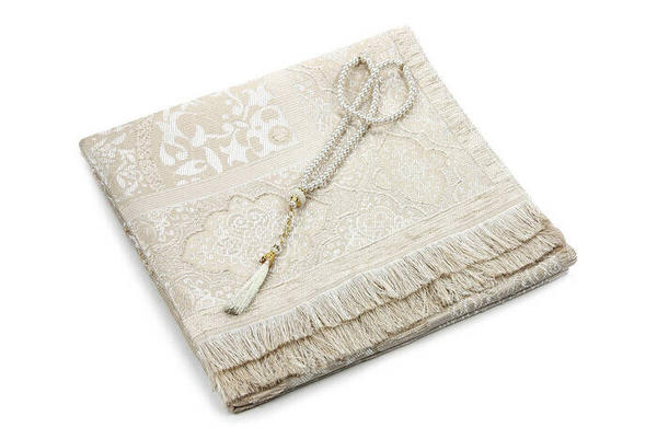 Crème de cadeau de chapelet de perles de prière en chenille ottoman de couleur claire de luxe