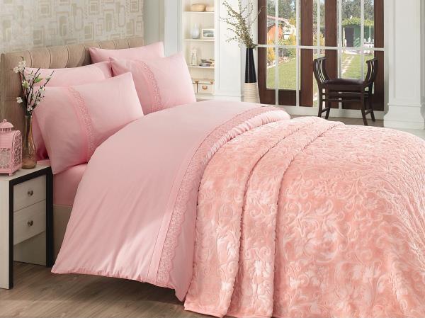 Cotton Box Emboss Battaniyeli Nevresim Takımı Pembe | Cotton Box