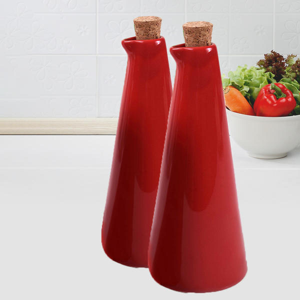 طقم وعاء زيت وخل أحمر 21 سم قطعتين | ك +