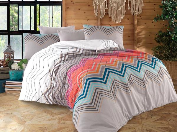 Dowry Lands Rainbow Zigzag Double Duvet Cover Set رمادي