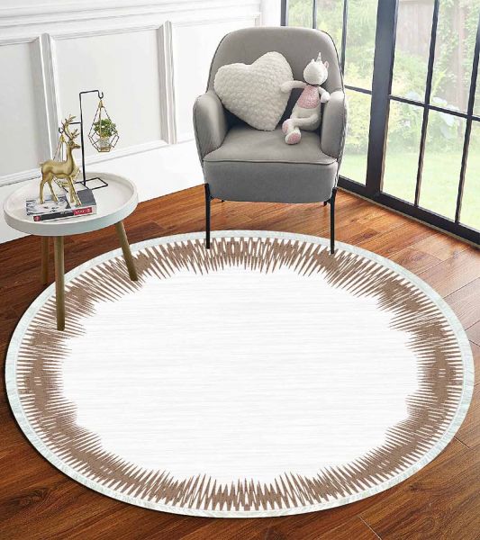 Birkilim Yuvarlak Yıkanabilir Dekoratif Halı İpeksi Kaymaz Taban | MLN-IP-YU-HT-1038