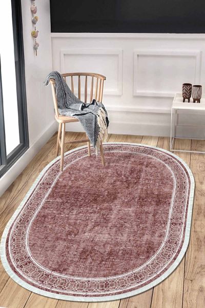 Birkilim Oval Yıkanabilir İpeksi Kaymaz Taban Dekoratif Halı | MLN-IP-O-HT-240
