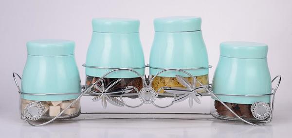 Schäfer Cam Kavanoz Seti 5 Parça Turkuaz