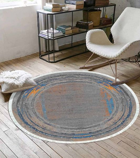 Birkilim Yuvarlak Yıkanabilir Dekoratif Halı İpeksi Kaymaz Taban | MLN-IP-YU-HY-1304