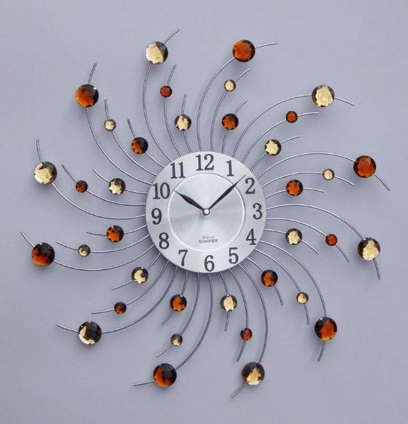 Schäfer Güneş Tasarım Taşlı Duvar Saati | Kahverengi | 80176